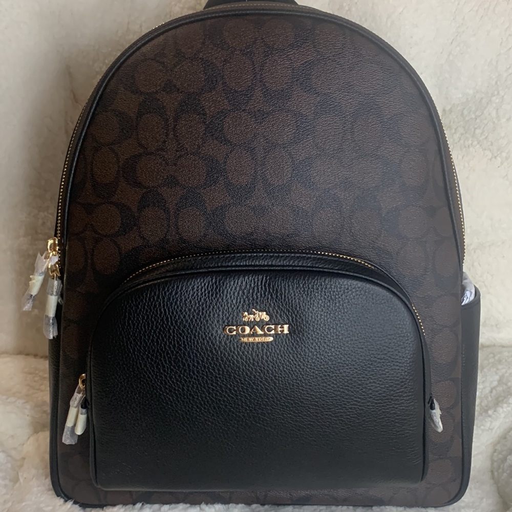 NWT Coach Brown & Black Large Signature Backpack